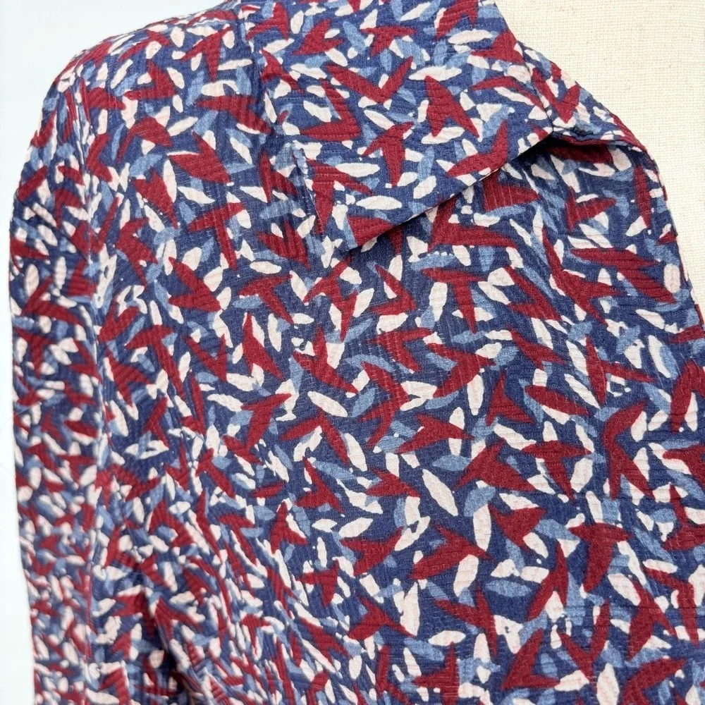 Tory Burch Silk‎ Blend Patterned Long Sleeve Blouse Size 8